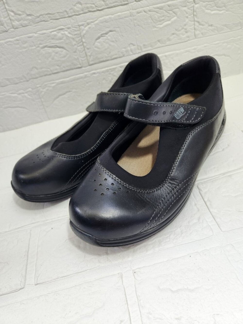 Drew Rose Mary Jane Women Size 8 WW Black Leather Orthopedic Comfort Walking